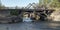 Old bridge over Aishinik river near Haines Junction Yukon Canada