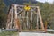 Old bridge over the Dyea river near the Klondike gold rush historical Park near Skagway Alask