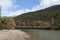 Old bridge over the Dyea river near the Klondike gold rush historical Park near Skagway Alask