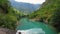 old bridge over the river in the canyon