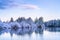 Old Bridge Pilings On Mud Bay After First Snow, Puget Sound, Olympia Washington