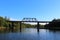 An old bridge on the Wallace river in Nova Scotia on a summer evening