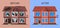 Old broken abandoned building before and after renovation. Dilapidated suburban cottage house under construction vector