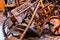 Old broken furniture. A pile of wooden wreckage of the chairs. Antiques