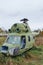 Old broken green russian helicopter