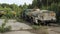 An old broken tank truck in the Chernobyl radiation exclusion zone in Ukraine. Rusted abandoned machinery