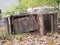 Old broken wooden table abandoned outdoor