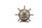 Old brown barometer in the form of the ship steering wheel rudder isolated on a white background