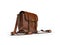 Old brown leather bag over the shoulder for documents 3d render