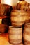 Old brown wooden barrel