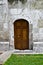 Old brown wooden entrance door of house, old ottoman castle gate