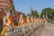 Old Buddha Statues in Wat Yai Chaimongkol Temple, Ayutthaya, UNESCO World Heritage Site, Thailand