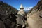 Old buddhist stupa and mani wall on the Everest trek in Himalayas mountains, Nepal