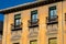 Old building balconies. Bib Rambla Square