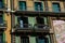 Old building facade and balconies on Rambla de Catalunya