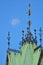 Old building roof and moon