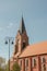 an old building with sharp roofs. peaked roof. german culture