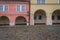 Old buildings with arches in Prague historical center