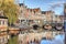 Old buildings, canal and bridge in Lier