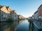 Old buildings with the canal in Ghent, Belgium.