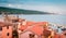 Old buildings roofs over harbor at Opatija