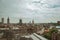 Old buildings seen from the top of tower in the Gravensteen Castle at Ghent.