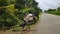 An old bullock cart parked at roadside