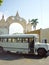 Old bus front arch in merida city in Mexico