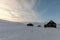 Old cabin in arctic landscape at Svalbard, Norway