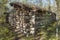 Old cabin over Aishinik river near Haines Junction Yukon Canada