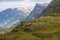 Old cabins below Geiranger mountain range