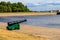 Old cannon on the coast of Italian pond in Kronstadt, Russia