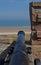 Old Cannon looking over beach, Northumberland.