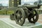 An old cannon near the memorial in honor of the victory in the war of 1812 in the town of Maloyaroslavets in Russia.