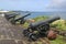 Old cannons at historical Fort George in St. George`s, Grenada