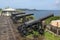 Old cannons at historical Fort George in St. George`s, Grenada