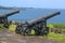 Old cannons at historical Fort George in St. George`s, Grenada