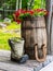 Old Canvas Boot, Barrel Plant Pot, Rustic Decor, Succulent