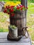 Old Canvas Boot, Barrel Plant Pot, Rustic Decor, Succulent