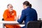 Old captive meeting with advocate in pre-trial detention