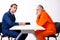 Old captive meeting with advocate in pre-trial detention