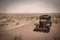 Old car and desert