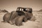 Old car in Namibian desert