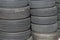 Old car tires stock pile