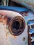 Old car wreck left on the Namib Desert, Namibia.