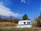 Old caravan abandoned in the countryside