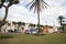 Old caravan in front of the post office of Inhambane