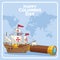 Old caravel and Happy columbus day design