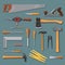 Old carpenter tools vector set