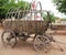 Old carriage. Wooden wagon